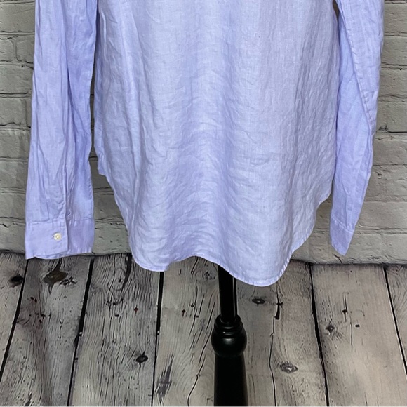 Lilly Pulitzer Pearly Purple Sea View Linen Long Sleeve Button Down Shirt Medium - Picture 10 of 16
